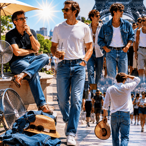 Denim Defies the Heat as Men Hold On to Their Summer Uniform