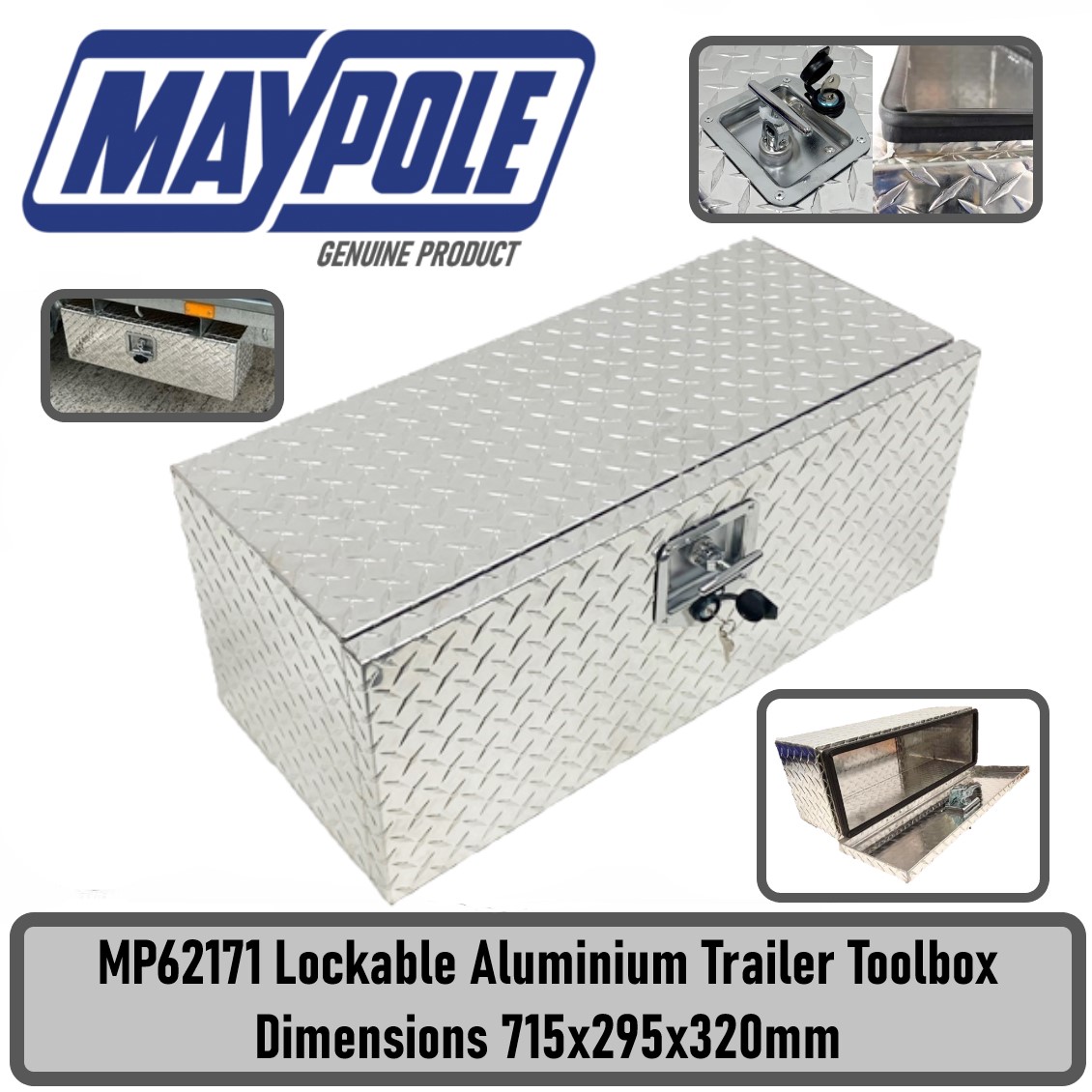 Aluminium Lockable Sealed Trailer Truck Toolbox Dimensions 715 x 295 x 320mm