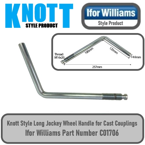 Knott Avonride and Ifor Williams C01706 Style Extra Long Jockey Wheel handle