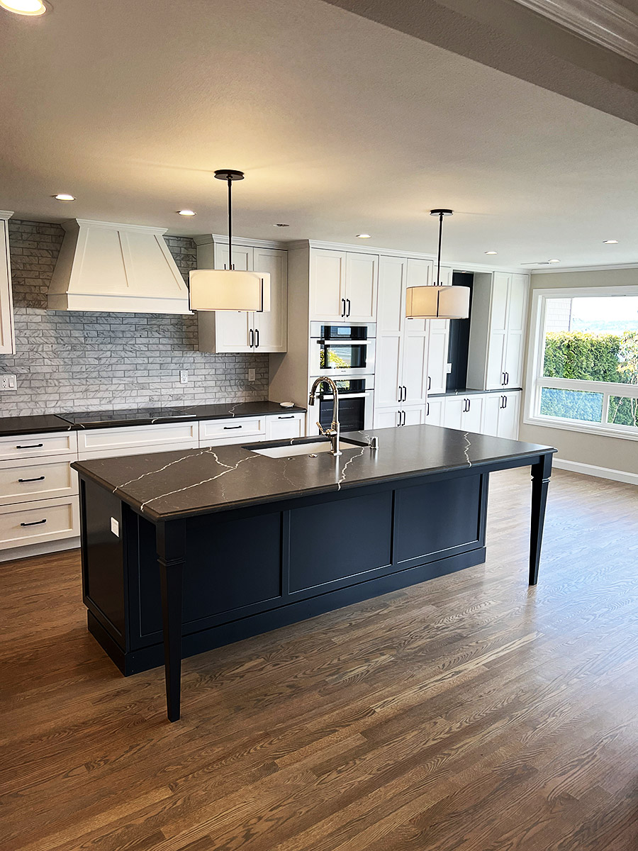Edmonds kitchen and bathroom remodel - open kitchen and dining area after construction