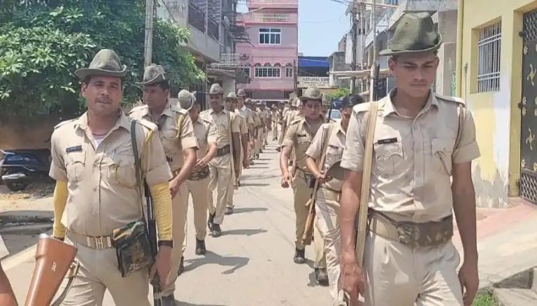 Flag March Conducted in East Singhbhum Ahead of Lok Sabha Elections