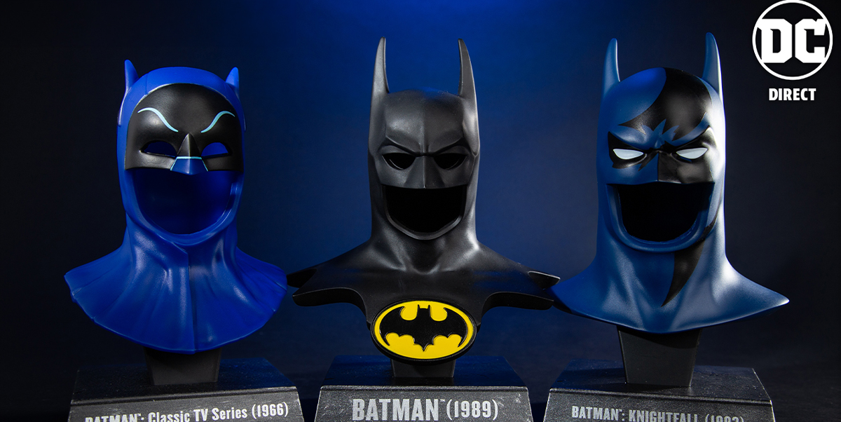 The DC Prop Replica Batman cowls Wave 1
