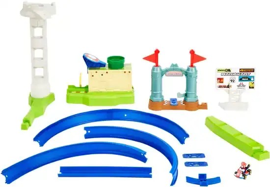 Hot Wheels Mario Kart Slam Stroomkring - Racebaan met Super Mario Bros-Figuur
