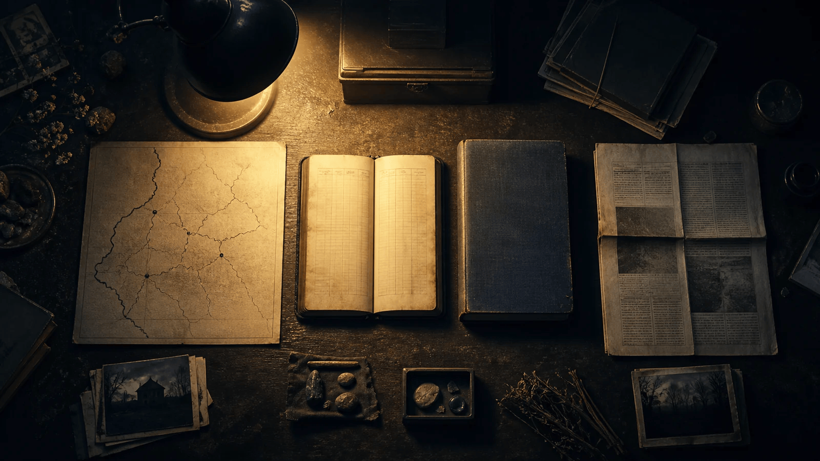 An illustrated evidence table connecting the Bell family, an 1894 history, and the Bell Witch's 1937 media revival.