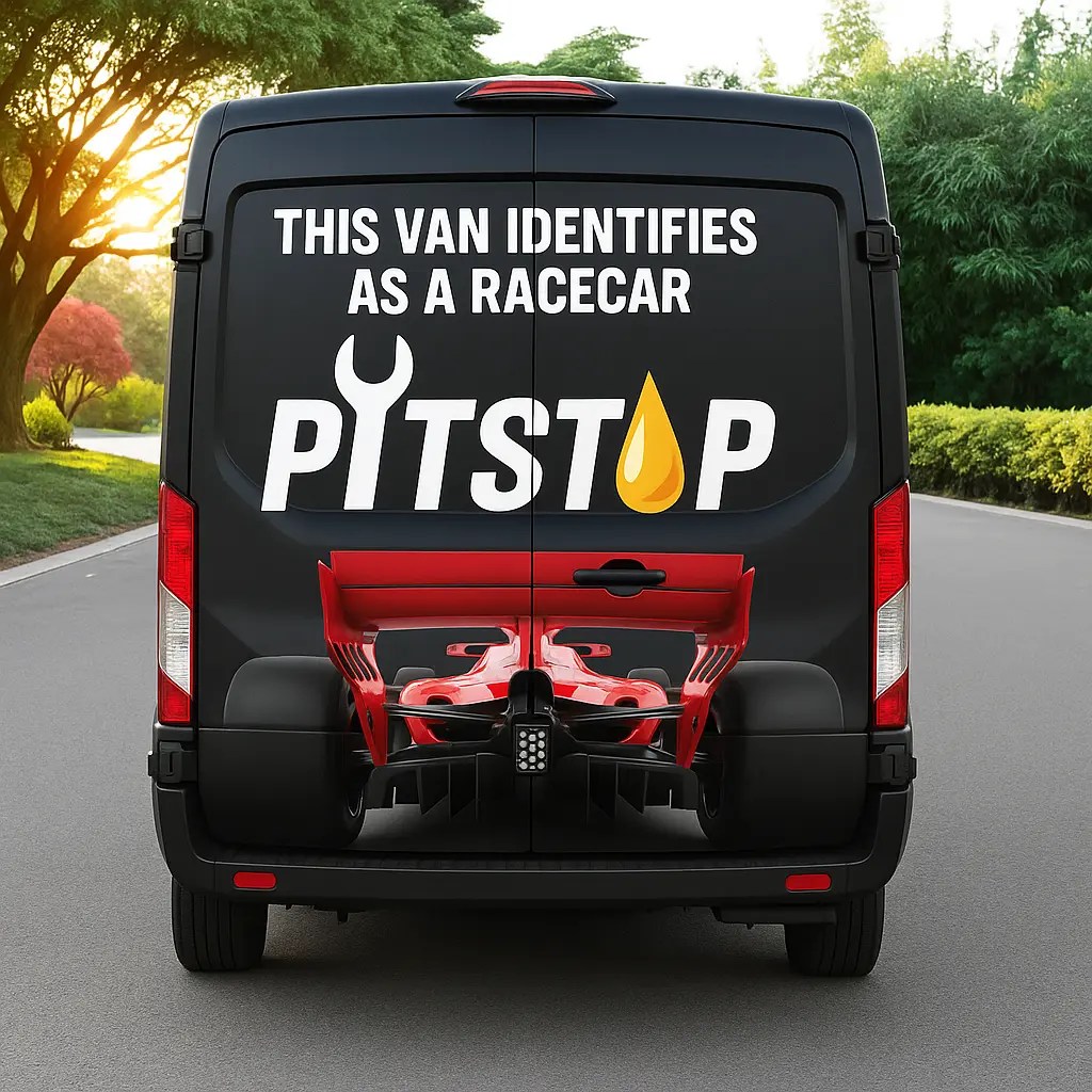 The Pitstop Group Van Identifies as a racecar