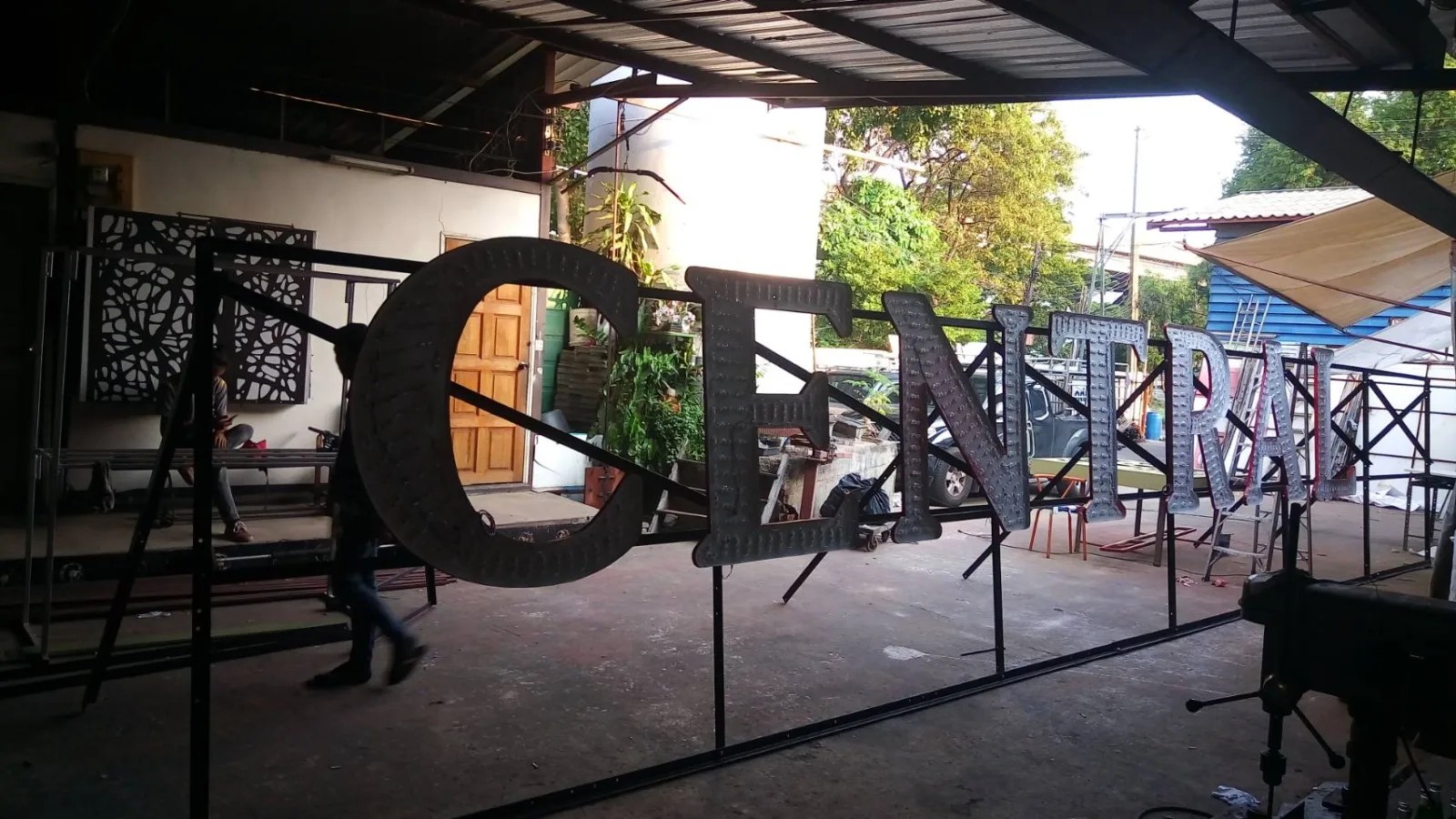 Central letters in the workshop - sign by Thai Prasith Signtech