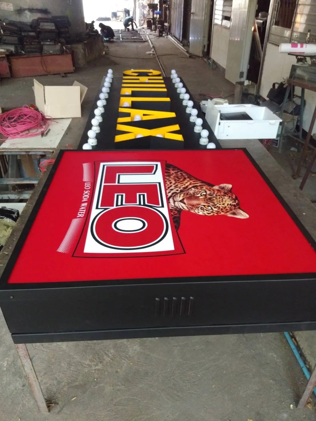 Chillax and Leo bulb signs - sign by Thai Prasith Signtech