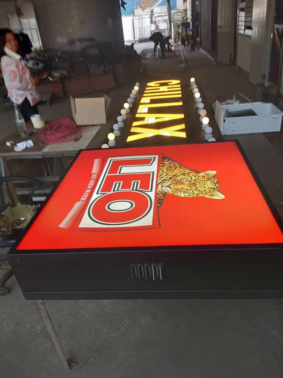Chillax and Leo bulb signs - sign by Thai Prasith Signtech