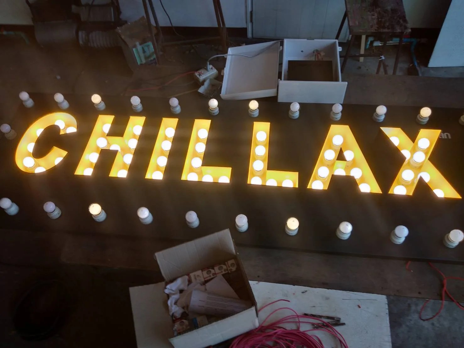 Chillax and Leo bulb signs - sign by Thai Prasith Signtech