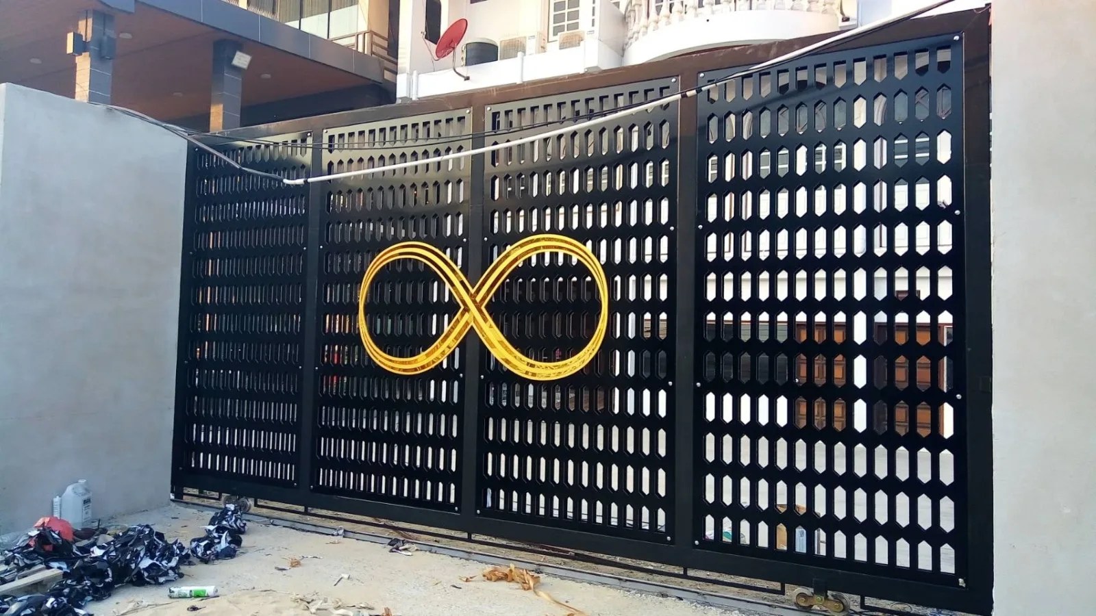 Perforated steel gates - sign by Thai Prasith Signtech