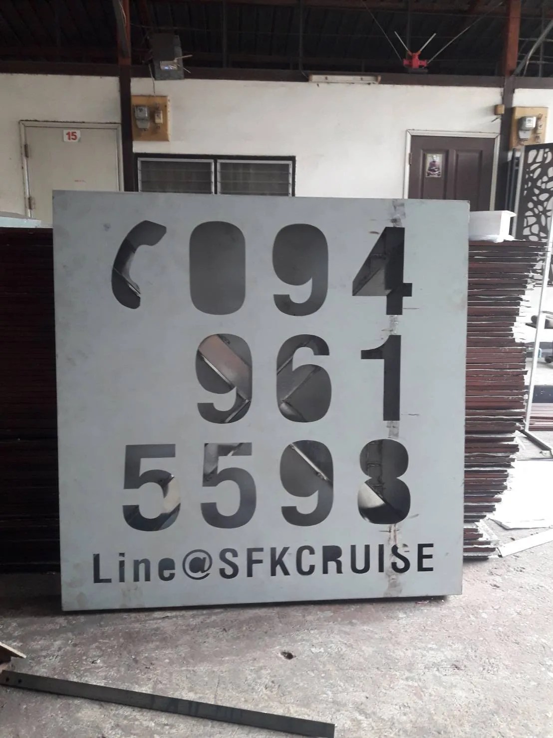 Cut steel number sign - sign by Thai Prasith Signtech