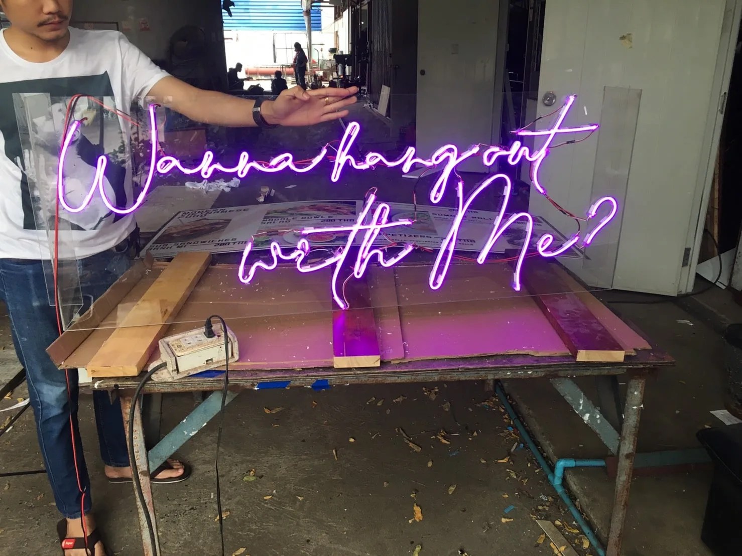 Wanna Hangout With Me - sign by Thai Prasith Signtech