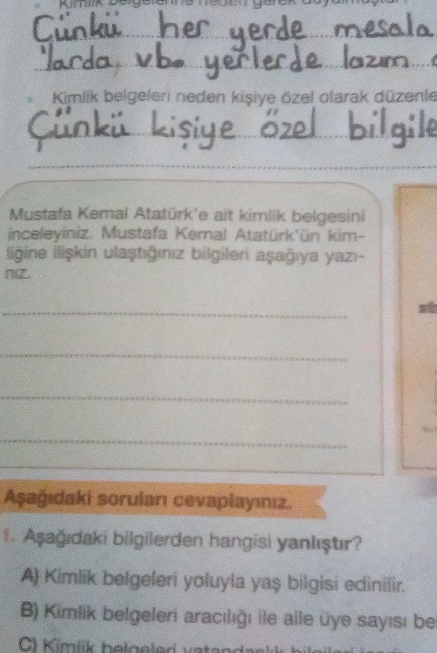 Mustafa Kemal Atatürk'e ait kimlik belgesini inceledim ...