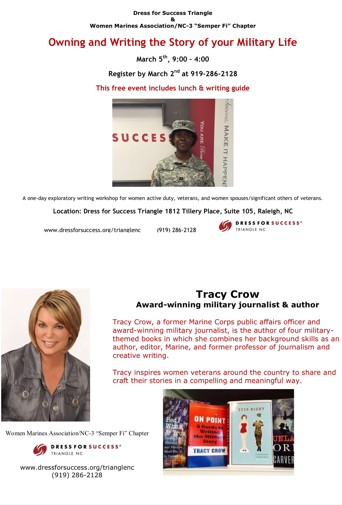 Tracy Teams Up With Dress For Success Triangle And Women Marines Assoc To Teach One Day Event Tracy Crow