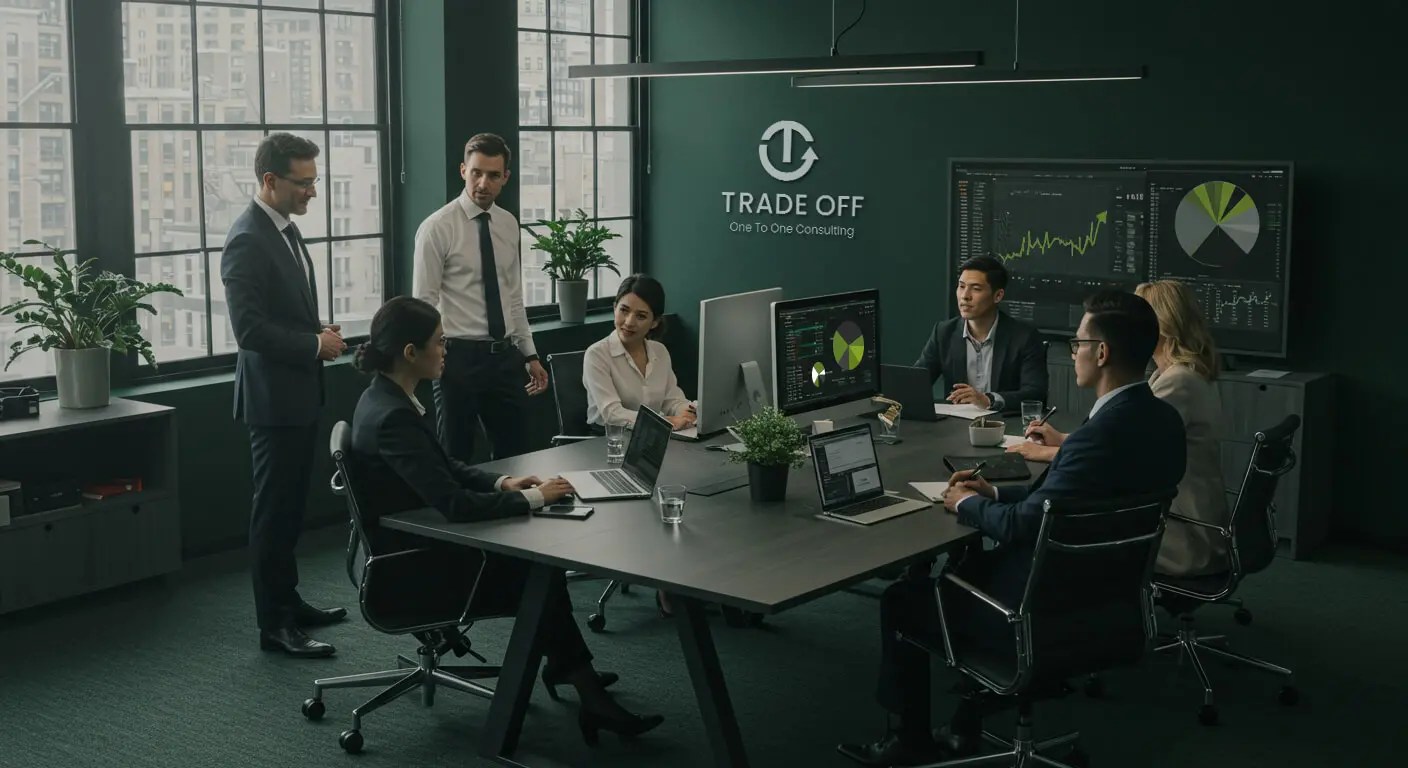 Trade Off_personas en una sala de juntas_imagen AI