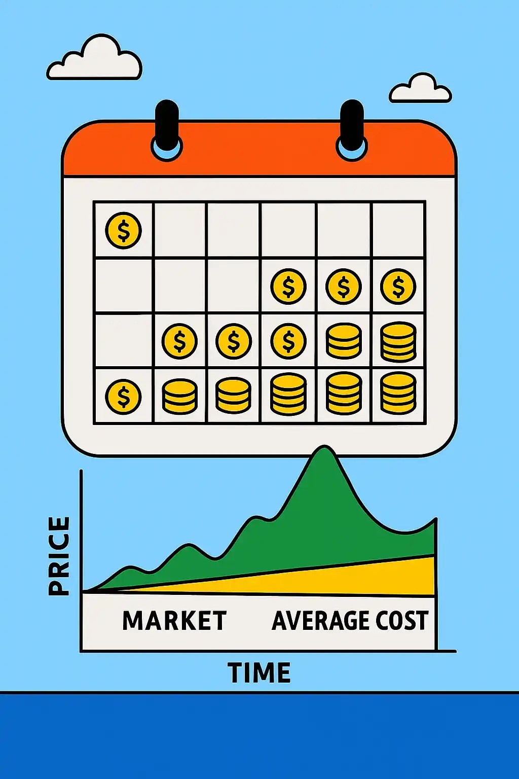 Infographic illustrating the Dollar-Cost Averaging strategy