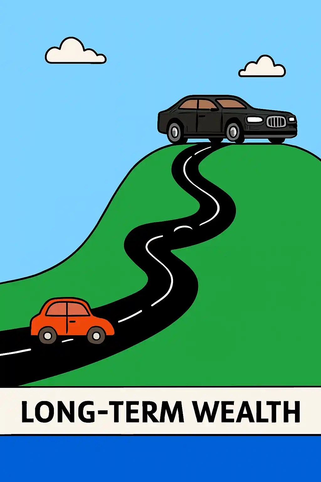 Infographic showing a road symbolizing a long-term investment journey.