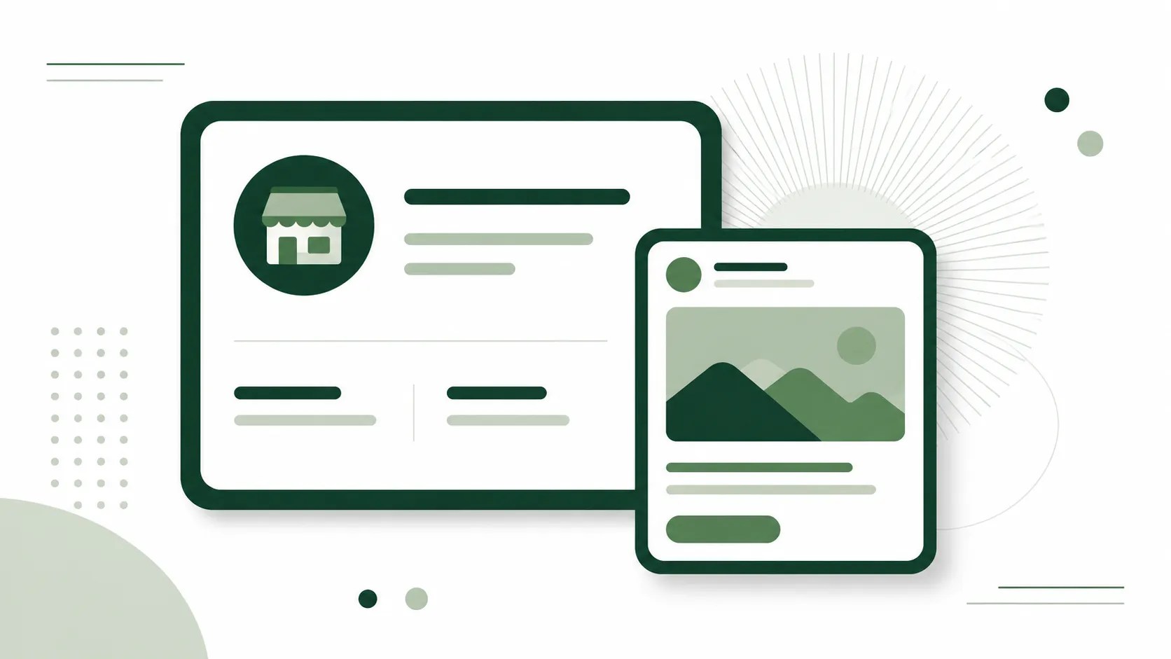 Illustration representing a Google Business Profile with a post attached, symbolizing how businesses publish updates to their profile.