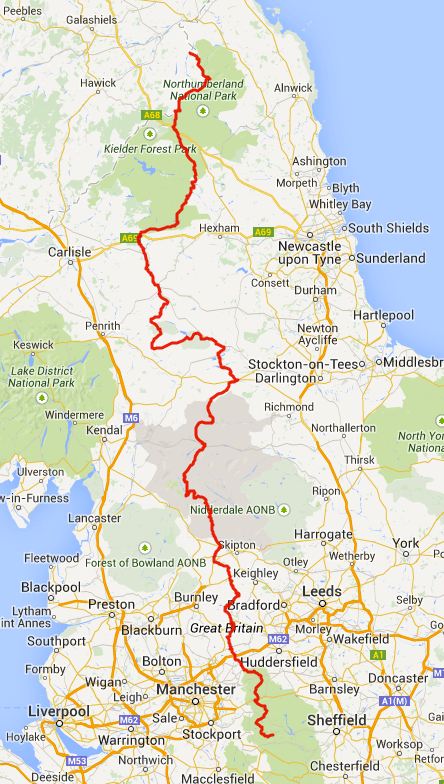 The Pennine Way Route Map Limestone And Legend The Scenic Highlights Pennine Way 