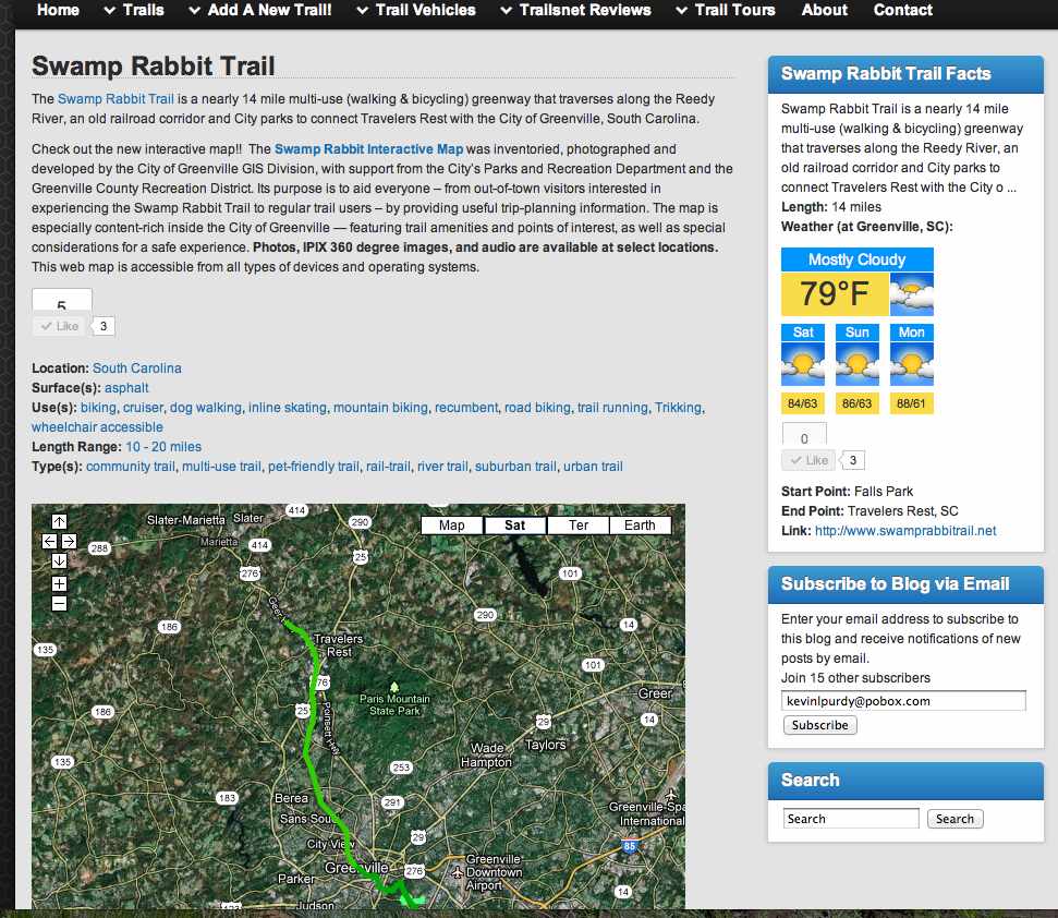 screen shot of trailsnet.com page