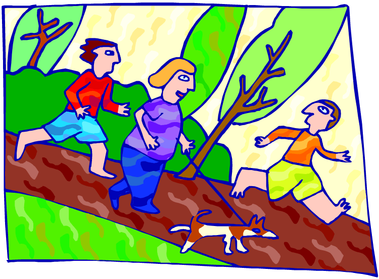 trail runners with dog