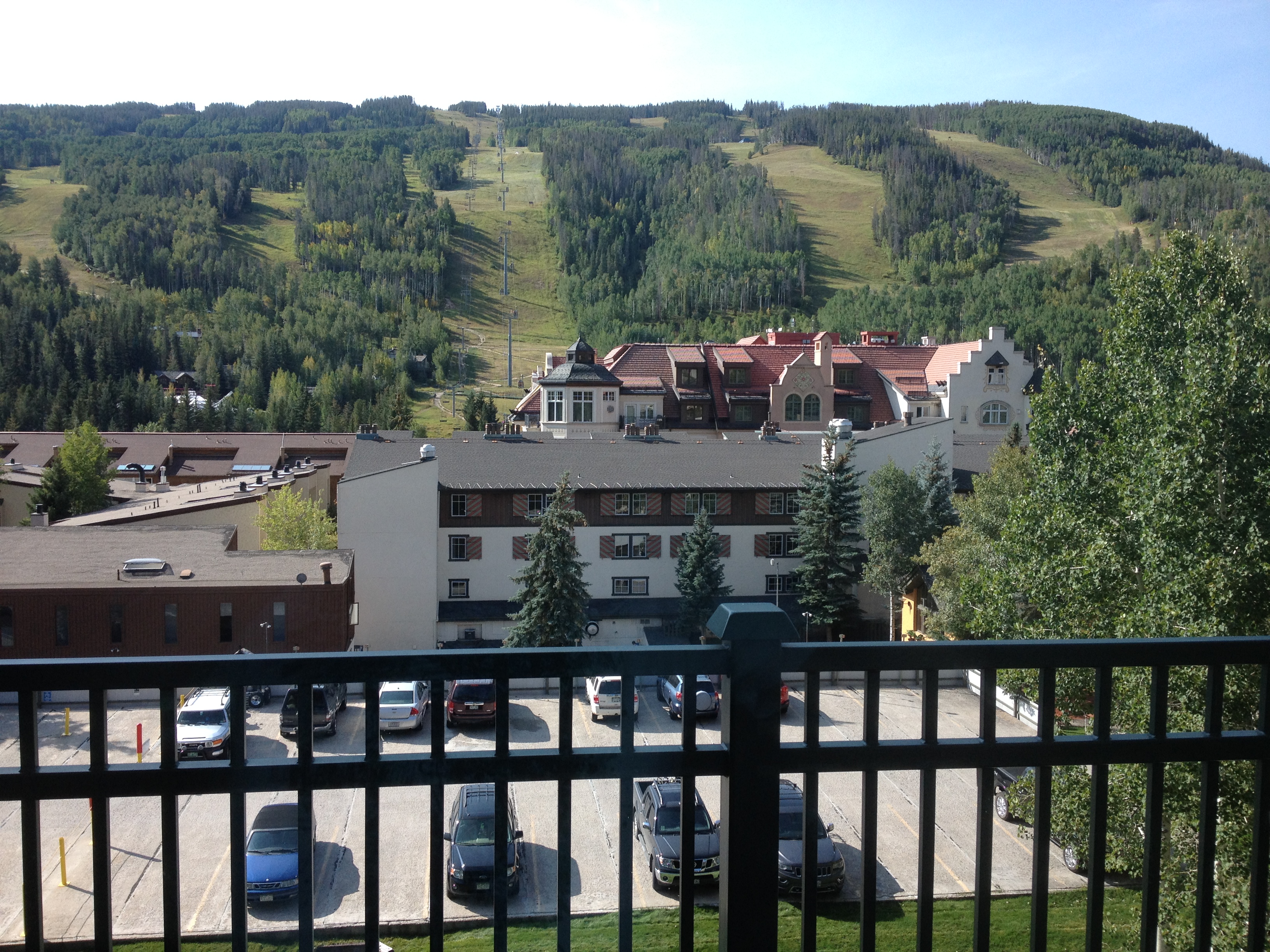 The view from our condo. Ski slopes on the mouton.