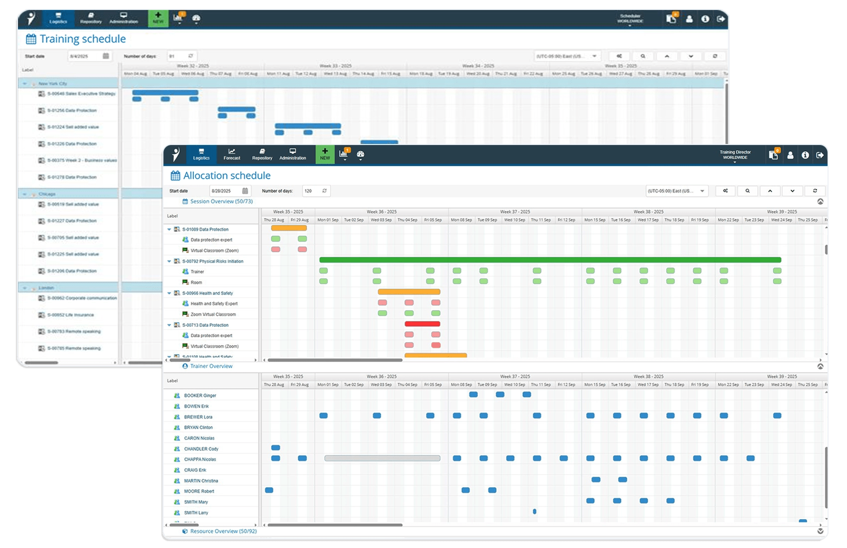 Training & resource scheduling software