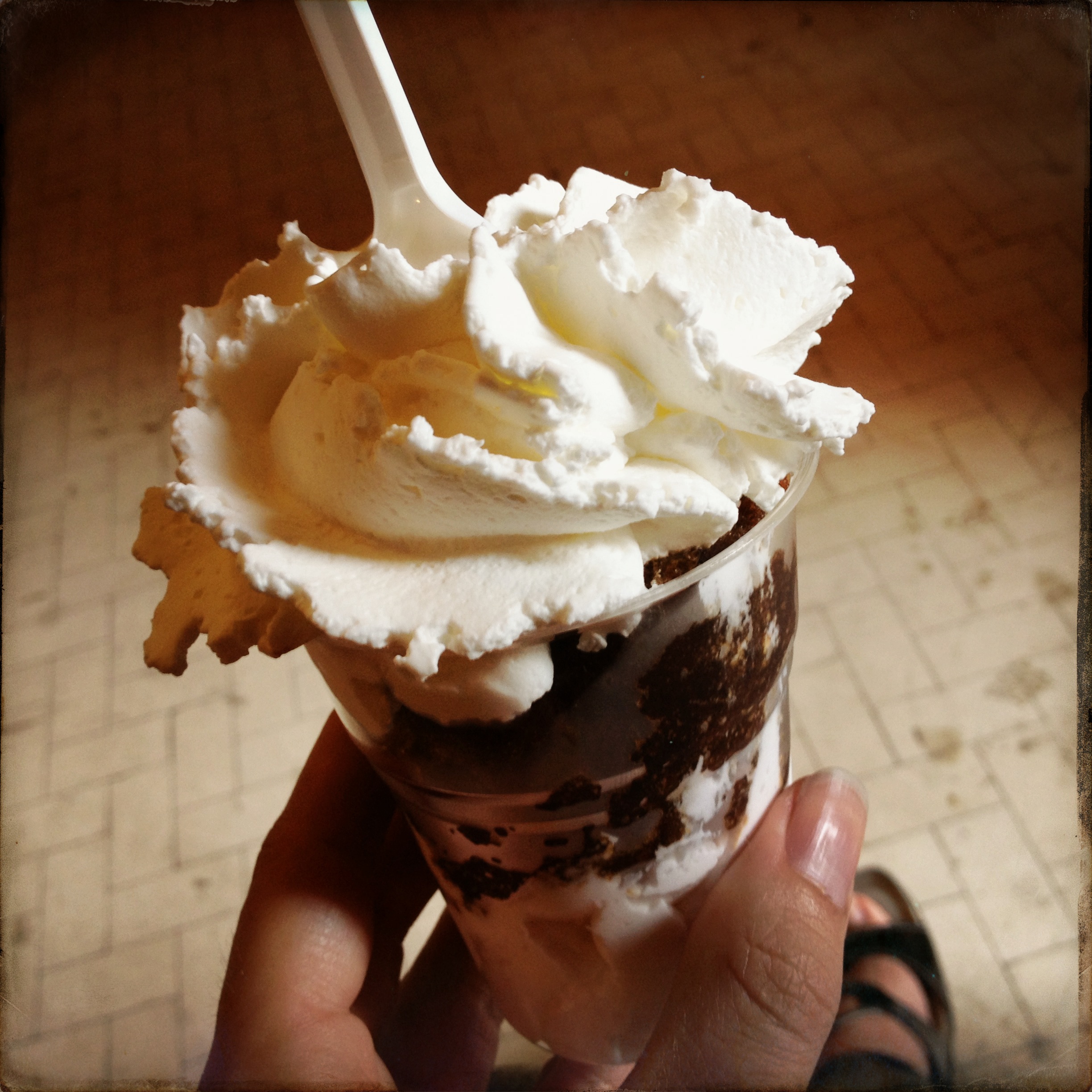 Granita con panna from Tazza d'Oro. Iced espresso topped with whipped cream.