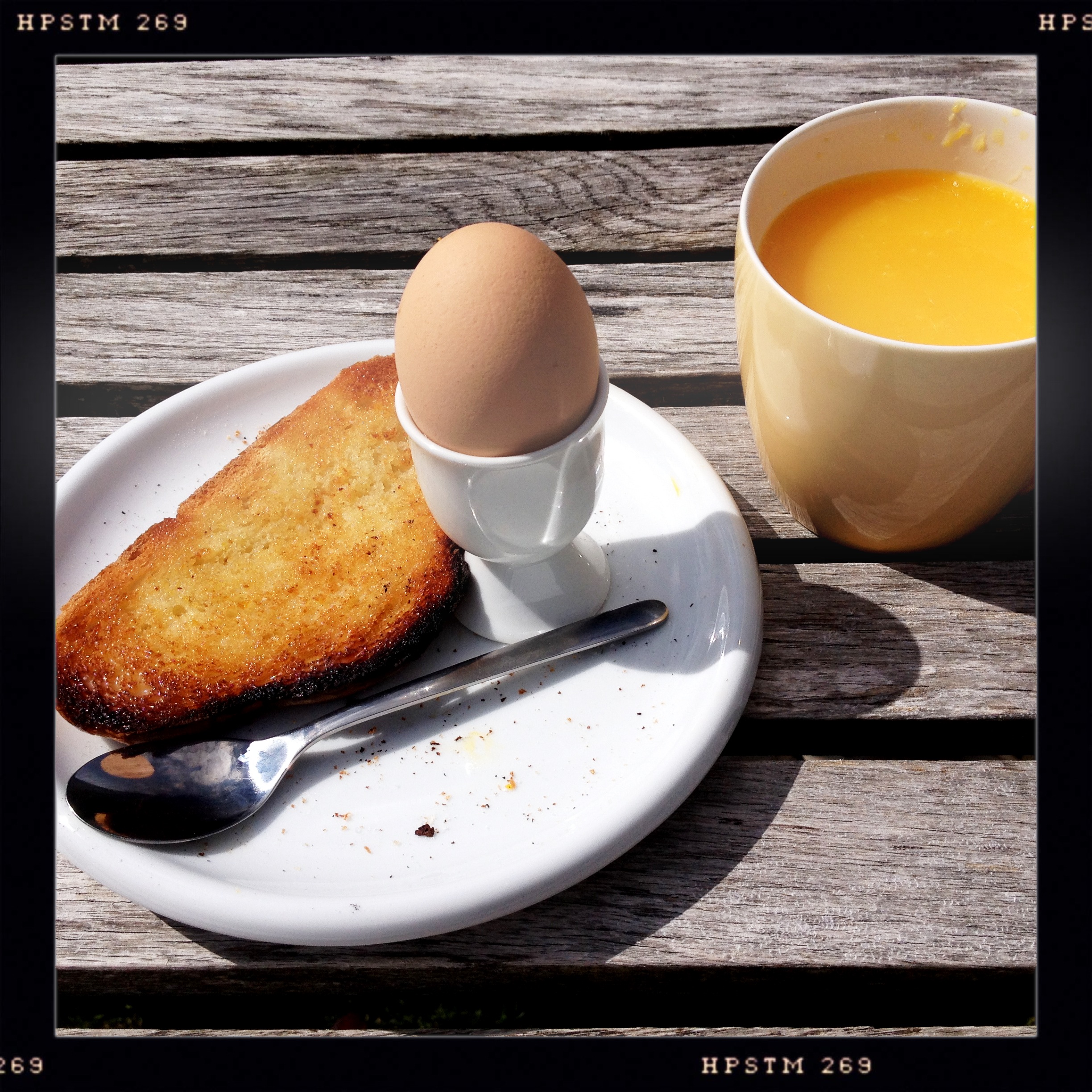 Daily breakfast. Doesn't look like much, but it was delicious. I didn't know eggs could taste like this.