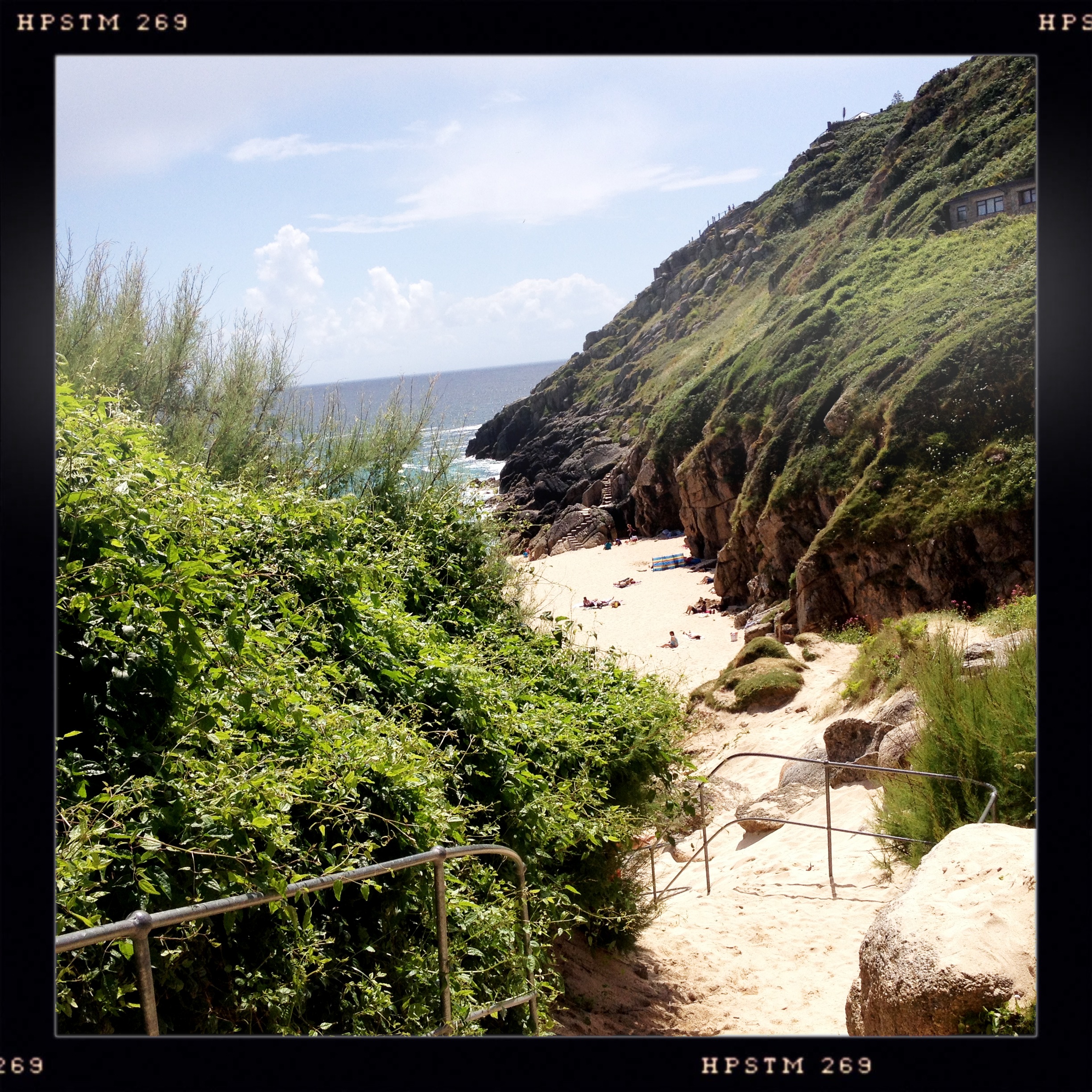 The walk down to Portcurno Beach.