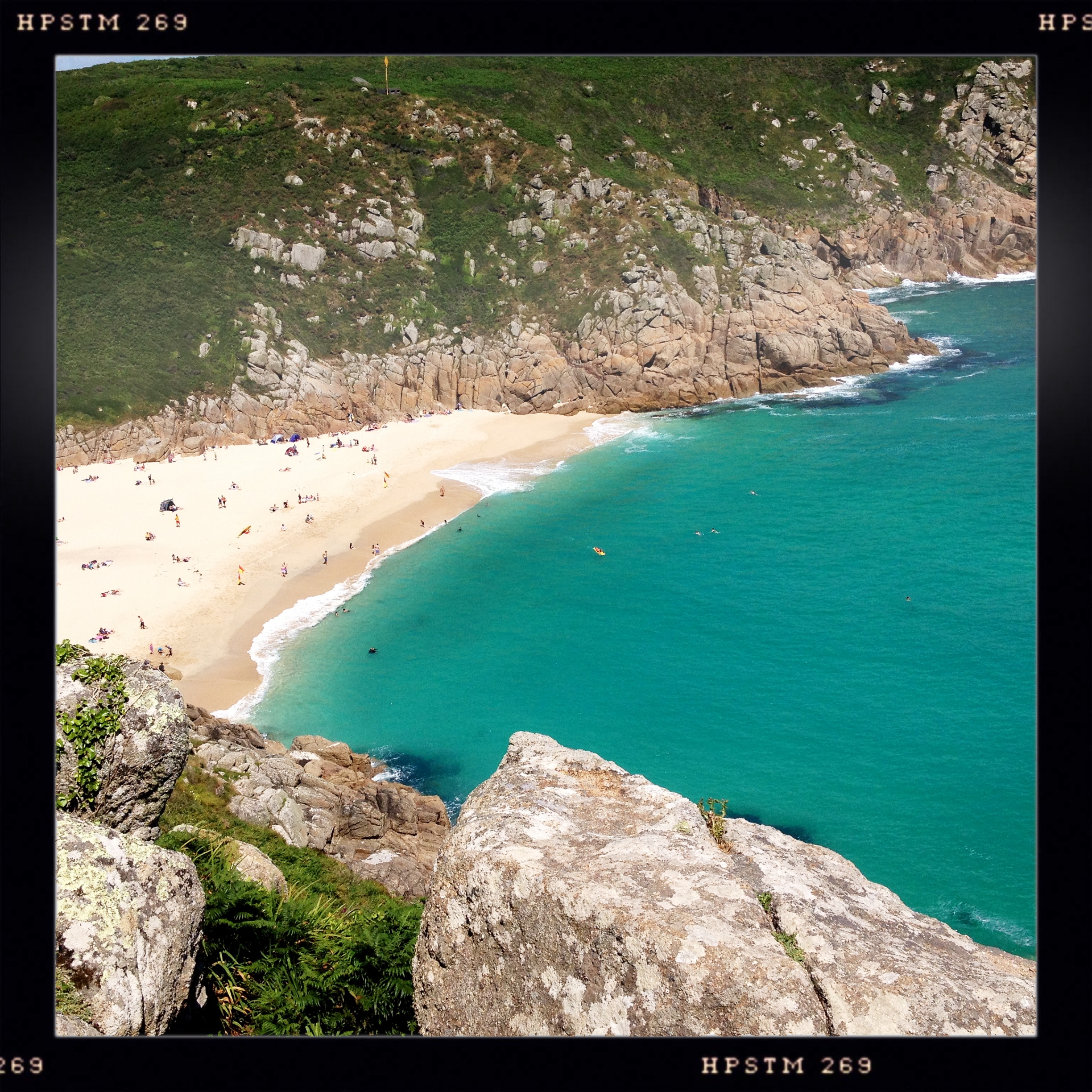 View from Minack Theatre, that can be accessed by a steep climb up from the beach.