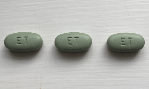 Three PrEP pills side by side