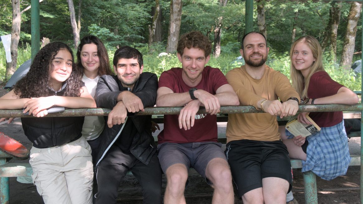 Taking a break after a hard day of trail work.