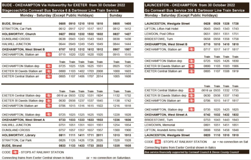 Example timetable