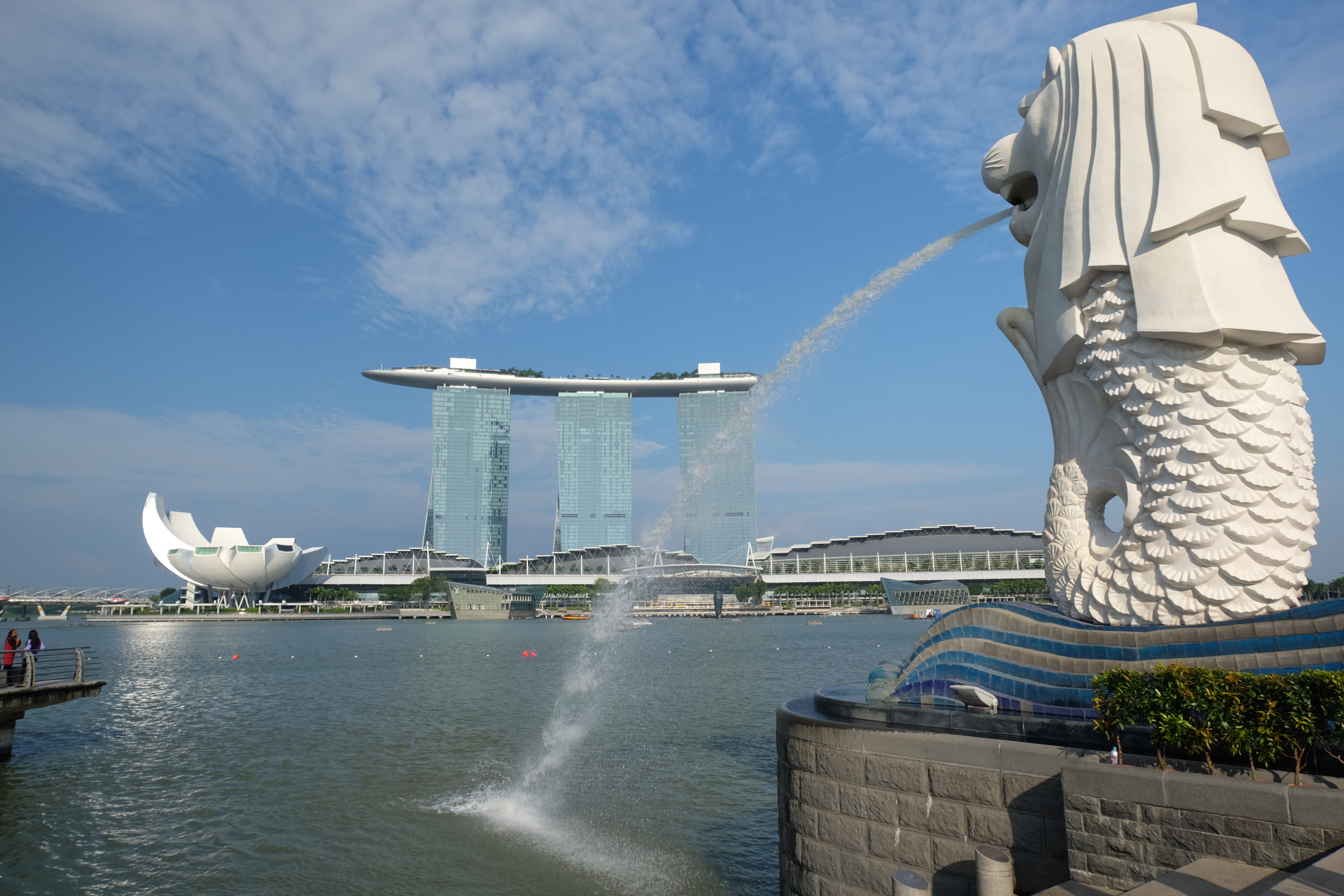 Le Merlion et Marina Bay