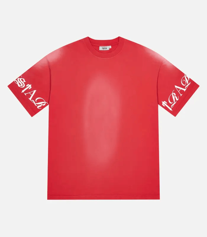 Red Trapstar Script T-Shirt featuring signature script logo branding, short sleeves, a crew neck, and a comfortable regular fit.