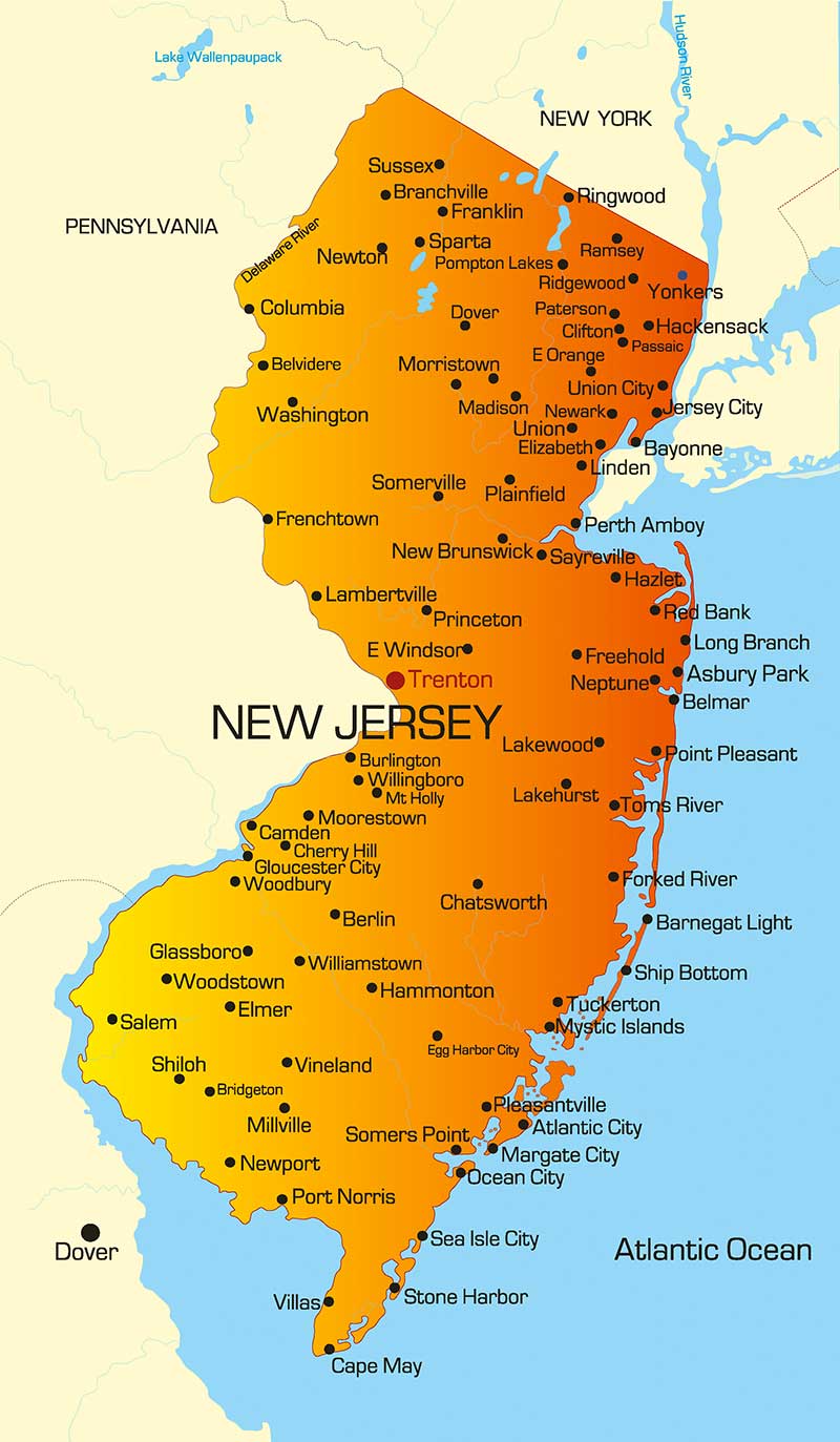 Largest Townships In Nj New Jersey Map Cities 
