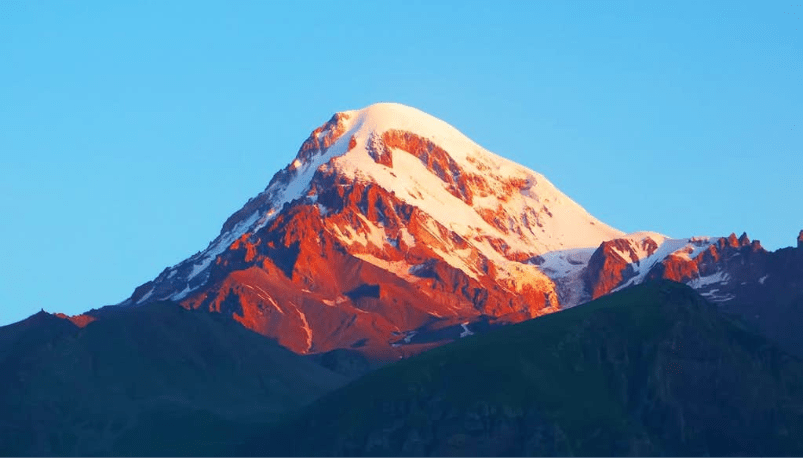 Far view of the Mount Kazbek 