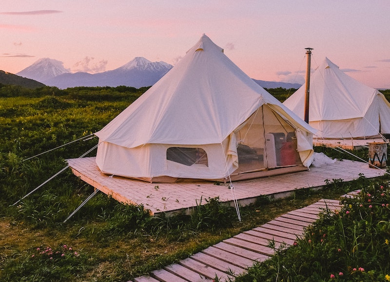off the ground tent in a canopy