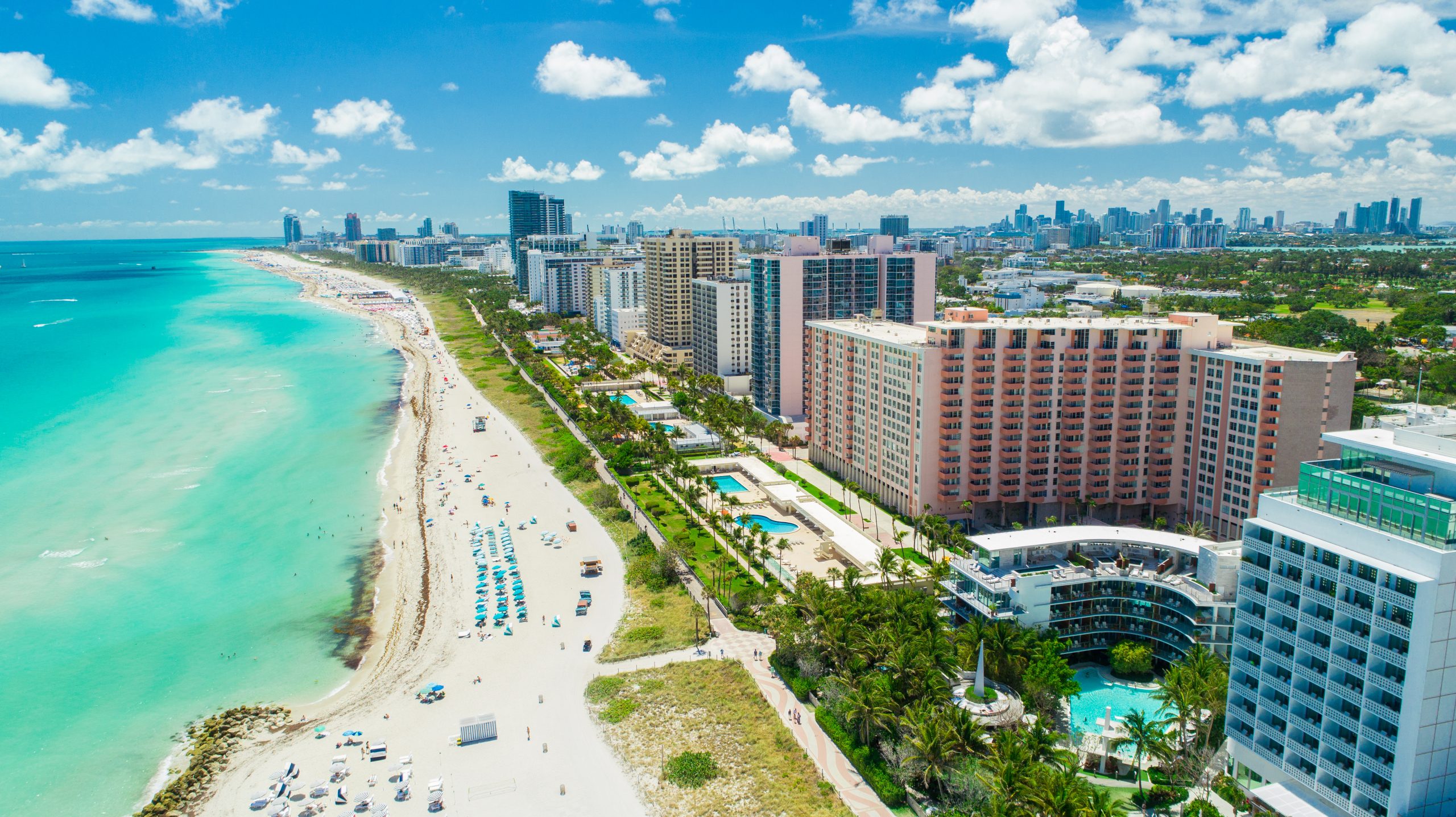 Aerial view of South Beach, Miami Beach, Florida, USA.
