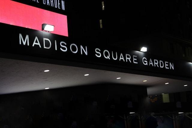 the entrance to Madison Square Garden in New York City
