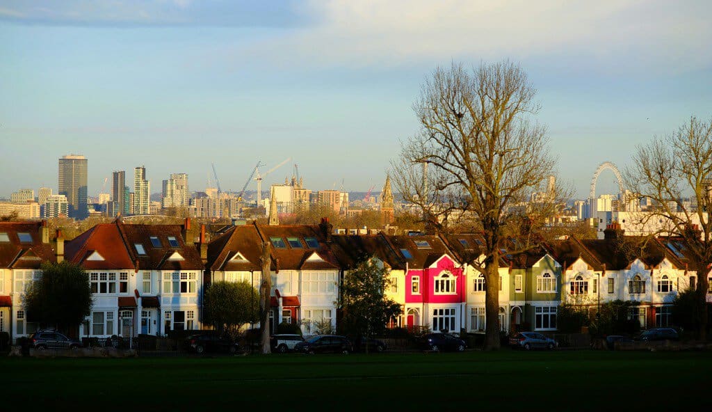 A row of houses in London, UK.