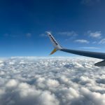 A Ryanair flying in the air