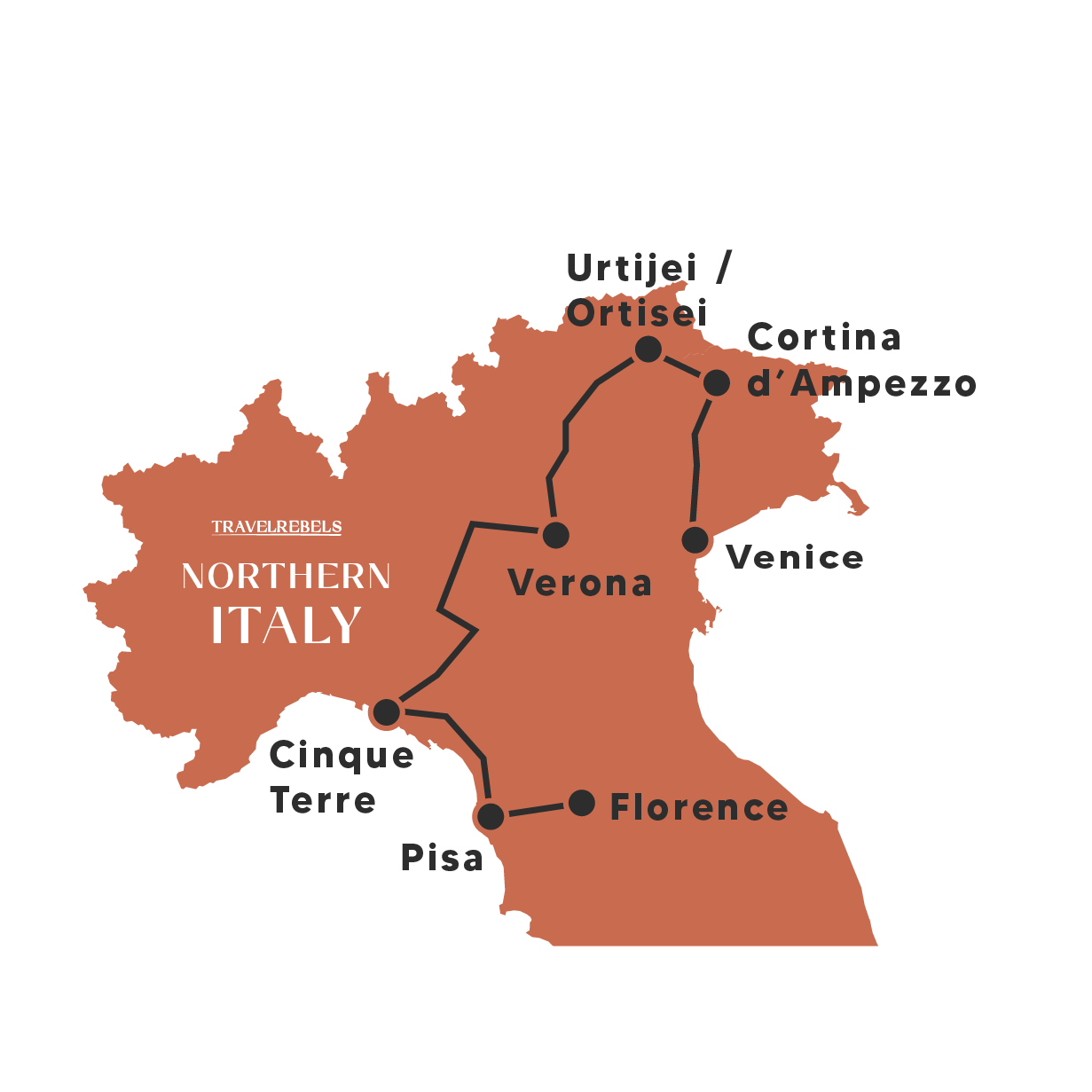 Travel Map Of Northern Italy Italie 