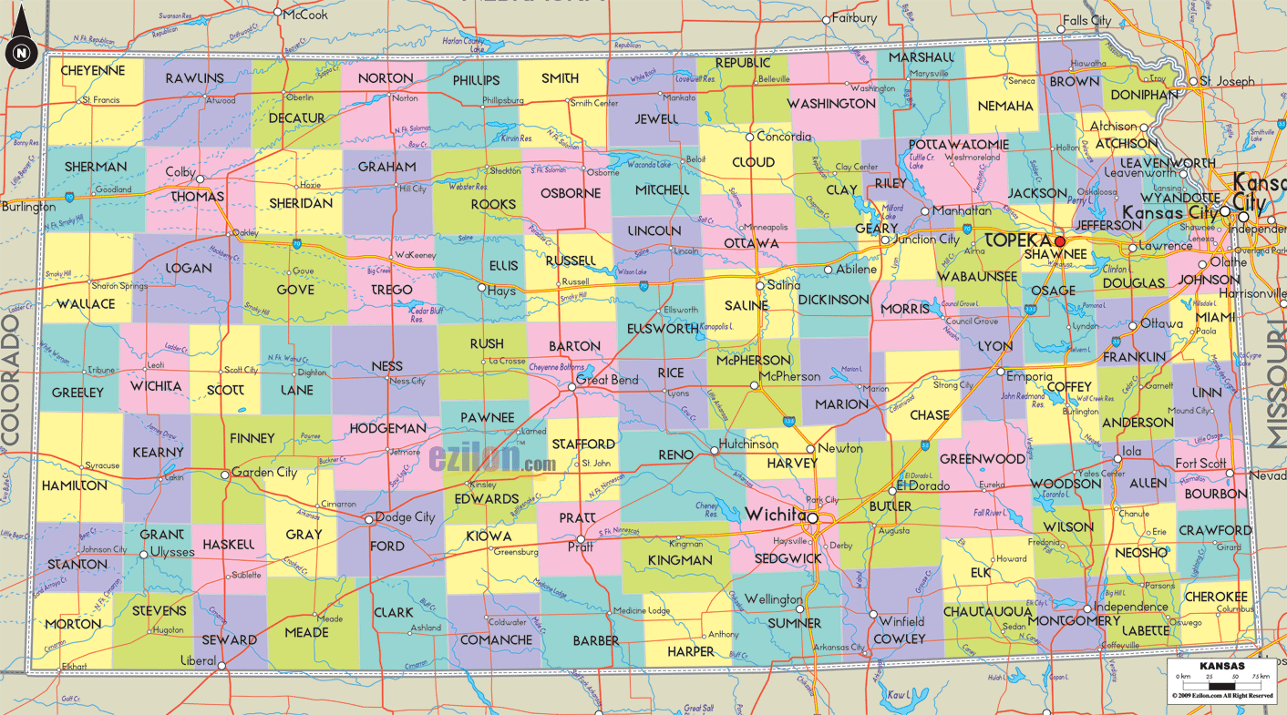 Kansas Counties Map Printable Kansas Map 2 