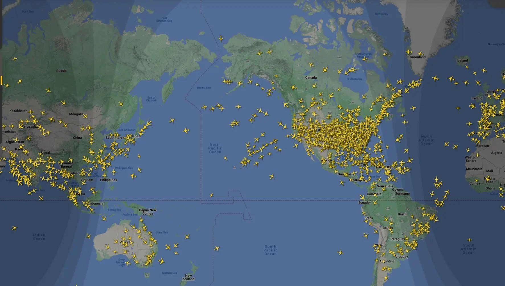 Flightradar24 tracks all the planes in the sky in realtime.