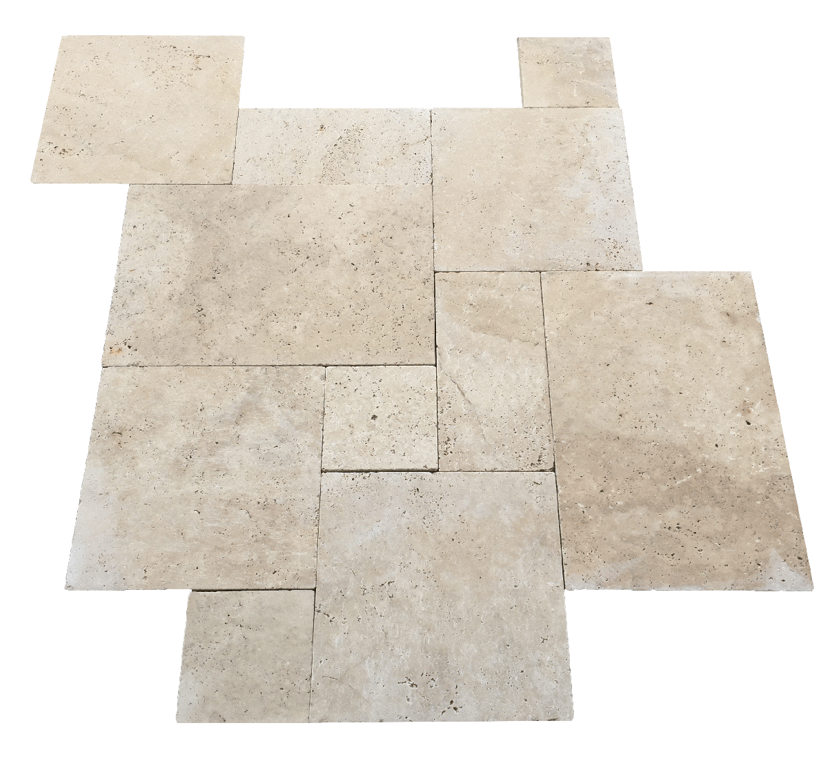 French Pattern Ivory Tumbled Travertine Pavers