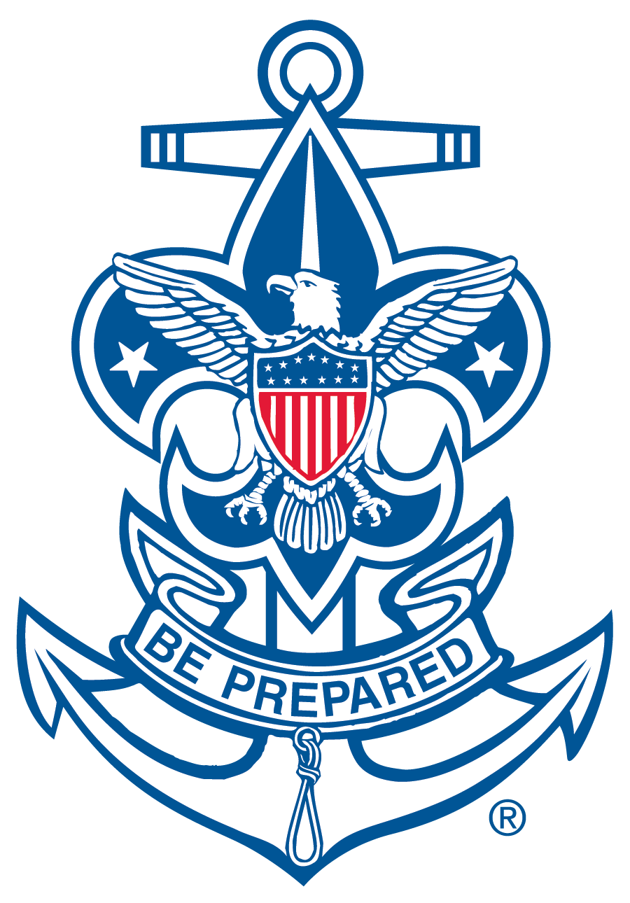 Logo featuring "Be Prepared" with an anchor, eagle, and shield design.