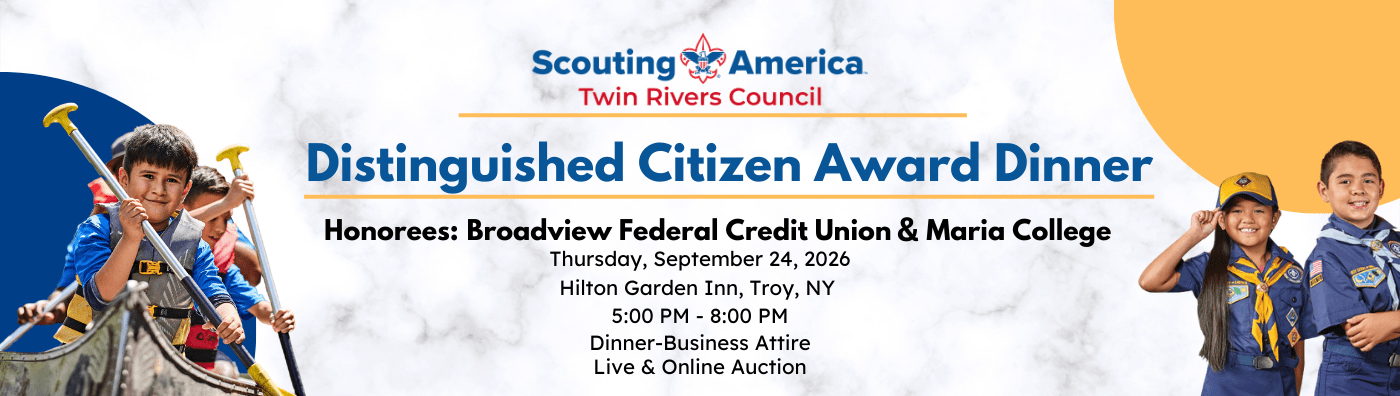 Scouting America event for a Distinguished Citizen Award Dinner on September 24, 2026, in Troy, NY.