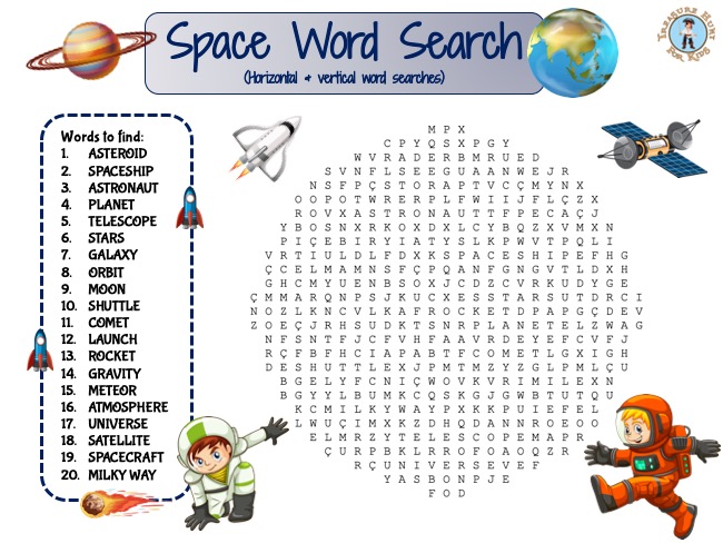 Space word search puzzle